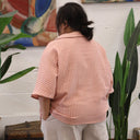 Blouse Myriem - double gaze de coton rayée kaki/marine - Quintessence