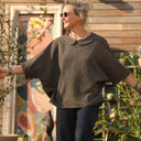 Blouse Myriem - double gaze de coton rayée kaki/marine - Quintessence