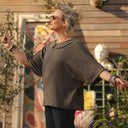 Blouse Myriem - double gaze de coton rayée kaki/marine - Quintessence