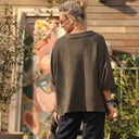 Blouse Myriem - double gaze de coton rayée kaki/marine - Quintessence