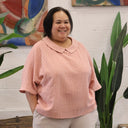 Blouse Myriem - double gaze de coton rayée kaki/marine - Quintessence