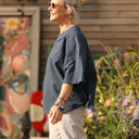 Blouse Myriem - seersucker bleu marine - Quintessence