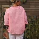 Blouse Myriem - seersucker rayé orange/blanc - Quintessence