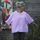 Blouse Myriem - seersucker rayé rose/blanc - Quintessence