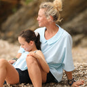 Blouse Myriem - seersucker rayé turquoise/blanc - Quintessence