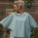 Blouse Myriem - vichy de coton bleuté - Quintessence