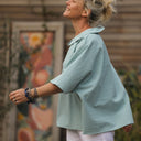 Blouse Myriem - vichy de coton bleuté - Quintessence