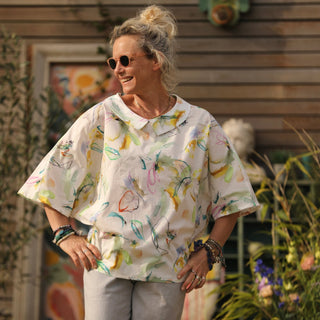 Blouse Myriem - voile de coton tableau fleuri