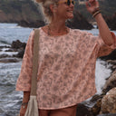 Blouse Nao - double gaze de coton nude fleuri - Quintessence