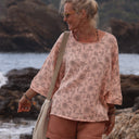 Blouse Nao - double gaze de coton nude fleuri - Quintessence