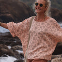 Blouse Nao - double gaze de coton nude fleuri - Quintessence