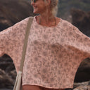 Blouse Nao - double gaze de coton nude fleuri - Quintessence