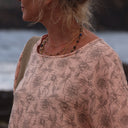 Blouse Nao - double gaze de coton nude fleuri - Quintessence