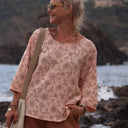 Blouse Nao - double gaze de coton nude fleuri - Quintessence