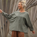 Blouse Naomie - broderie fleurie kaki - Quintessence