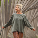 Blouse Naomie - broderie fleurie kaki - Quintessence