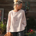 Blouse Naomie - double gaze de coton rayée écureuil - Quintessence