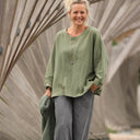 Blouse Naomie - double gaze de coton vert orthie - Quintessence