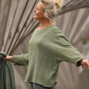 Blouse Naomie - double gaze de coton vert orthie - Quintessence