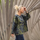 Blouse Naomie - satin de coton Ondée botanique - Quintessence