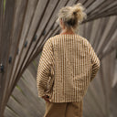 Blouse Naomie - Seeresucker de coton rayé camel/ivoire - Quintessence