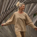 Blouse Naomie - Seeresucker de coton rayé camel/ivoire - Quintessence