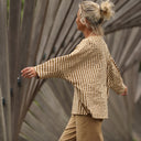 Blouse Naomie - Seeresucker de coton rayé camel/ivoire - Quintessence