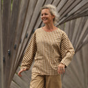 Blouse Naomie - Seeresucker de coton rayé camel/ivoire - Quintessence