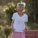 Blouse Nila Double gaze de coton blanche | Quintessence