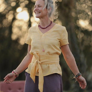 Blouse Nila - Lin chiné jaune doux