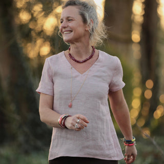 Blouse Nila - Lin chiné rose doux