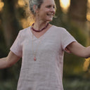 Blouse Nila Lin chiné rose doux | Quintessence