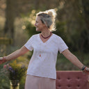 Blouse Nila Seersucker rayé rose & pâquerettes | Quintessence