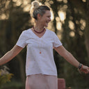 Blouse Nila Seersucker rayé rose & pâquerettes | Quintessence