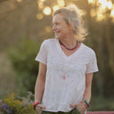 Blouse Nila Voile de coton rose poudré brodé | Quintessence