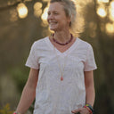 Blouse Nila Voile de coton rose poudré brodé | Quintessence