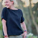 Blouse Romy – Double gaze de coton noire - Quintessence