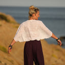 Blouse Yoko - voile de coton brodé blanc cassé pâquerettes - Quintessence