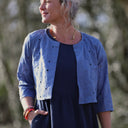 Boléro Ange - coton brodé ajouré bleu lavande - Quintessence