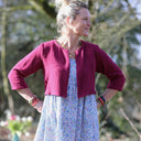 Boléro Ange - Double gaze de coton cerise noire - Quintessence