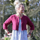 Boléro Ange - Double gaze de coton cerise noire - Quintessence