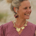 Boucles d’oreilles Camélia – Émaillées Grenat - Quintessence