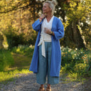 Calixte Double gaze de coton brodé bleu roi | Quintessence