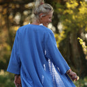 Calixte Double gaze de coton brodé bleu roi | Quintessence