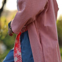 Calixte Double gaze de coton brodé rose boisé | Quintessence