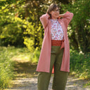 Calixte Double gaze de coton brodé rose boisé | Quintessence