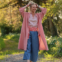 Calixte Double gaze de coton brodé rose boisé | Quintessence