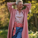 Calixte Double gaze de coton brodé rose boisé | Quintessence