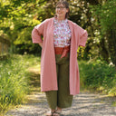 Calixte Double gaze de coton brodé rose boisé | Fabriqué en France | Quintessence