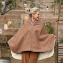 Cape midi Eugénie - laine bouillie camel / velours grosse côtes ivoire - Quintessence